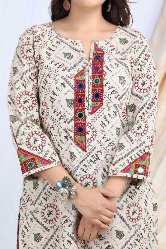DHARA | Warli art cotton Kurta Kutch work