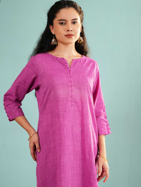 Orchid Slub Textured Tunic Set