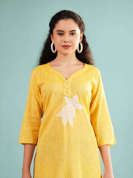 Lemon Lily: Yellow Embroidered Long Tunic