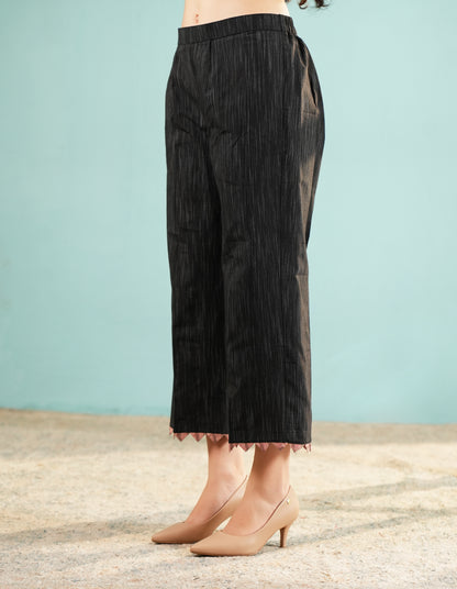 Midnight Bloom: Embroidered Black Kurta and Pant Set