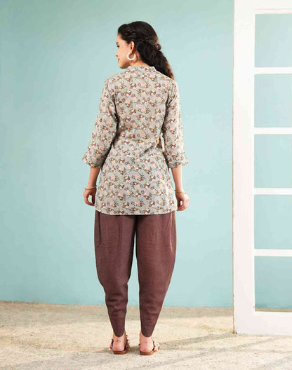 Sage Blossom Fusion Tunic & Dhoti Ensemble