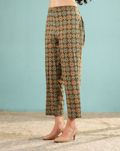 Olive Bandhani Fusion Tunic Set