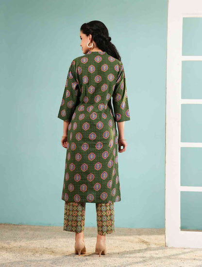 Olive Bandhani Fusion Tunic Set