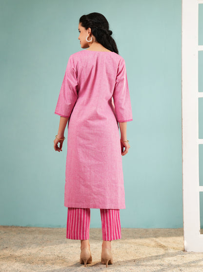 Rose Quartz Textured Tunic Set