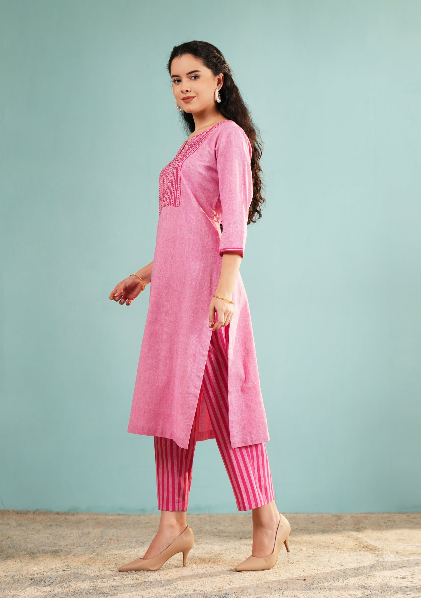 Rose Quartz Textured Tunic Set