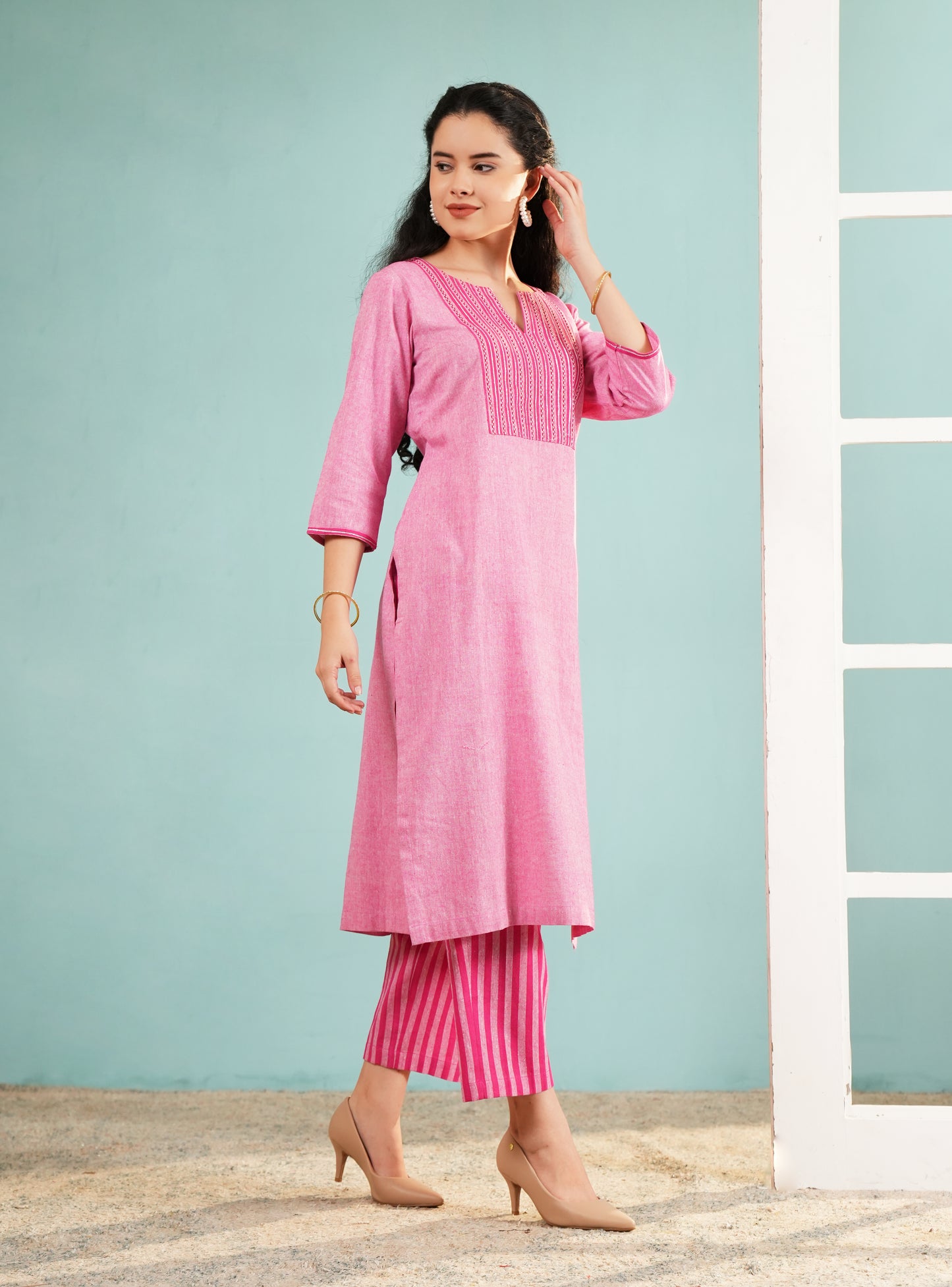 Rose Quartz Textured Tunic Set