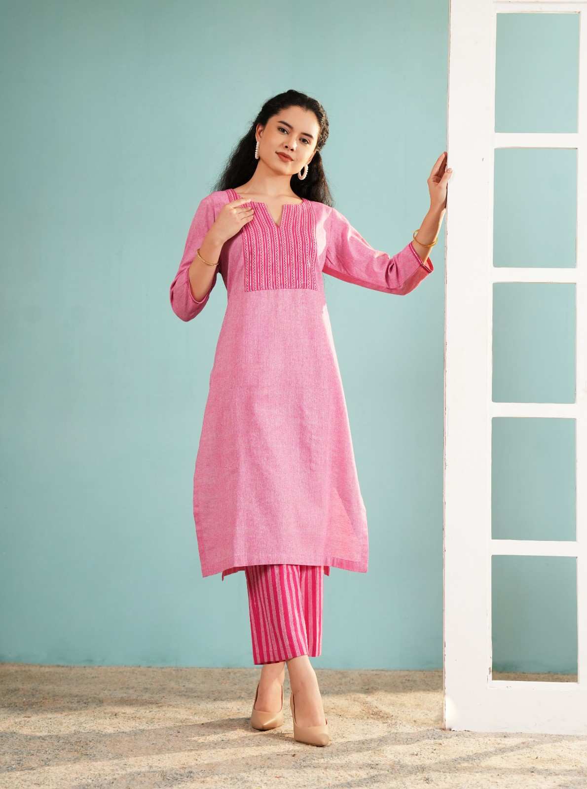 Rose Quartz Textured Tunic Set