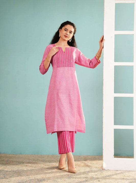 Rose Quartz Textured Tunic Set