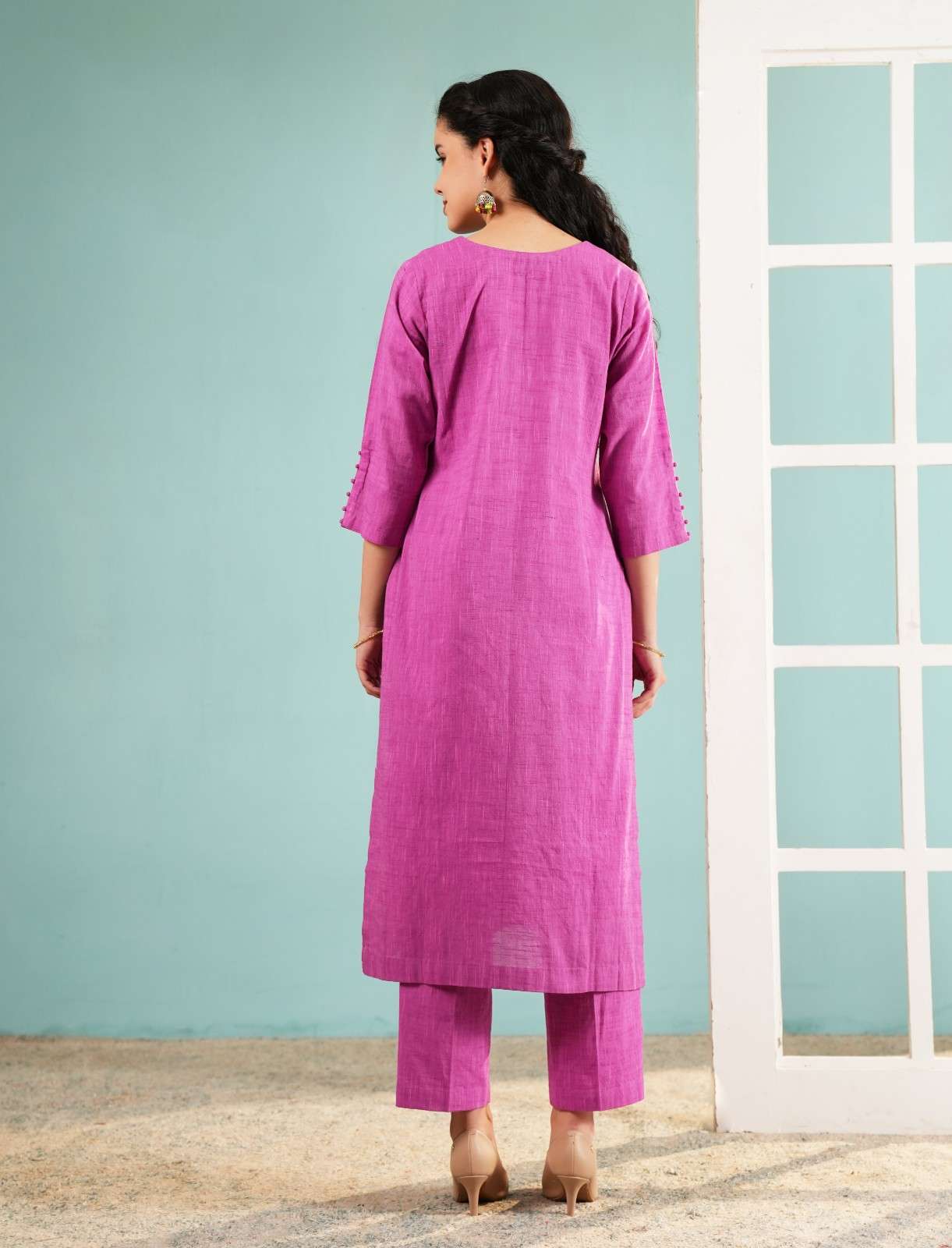 Orchid Slub Textured Tunic Set
