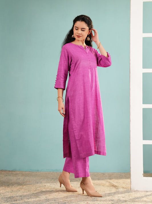 Orchid Slub Textured Tunic Set