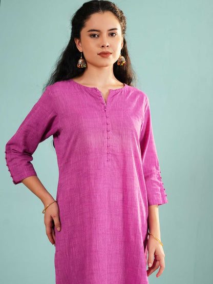 Orchid Slub Textured Tunic Set