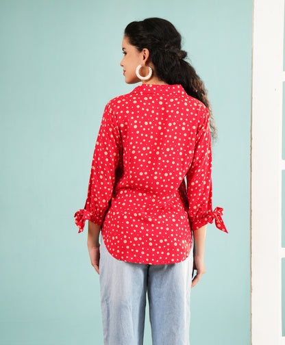 Ruby Sparkle: Polka Dot Button-Down Tunic