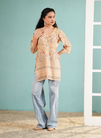 Floral Embroidered V-Neck Tunic