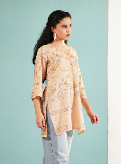 Floral Embroidered V-Neck Tunic