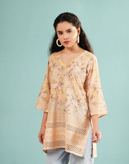 Floral Embroidered V-Neck Tunic