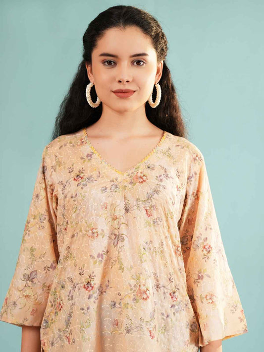 Floral Embroidered V-Neck Tunic