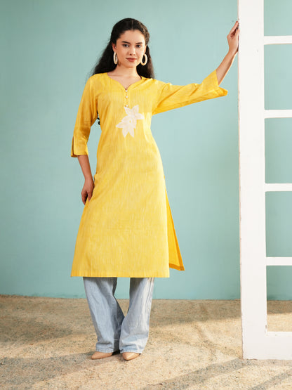 Lemon Lily: Yellow Embroidered Long Tunic
