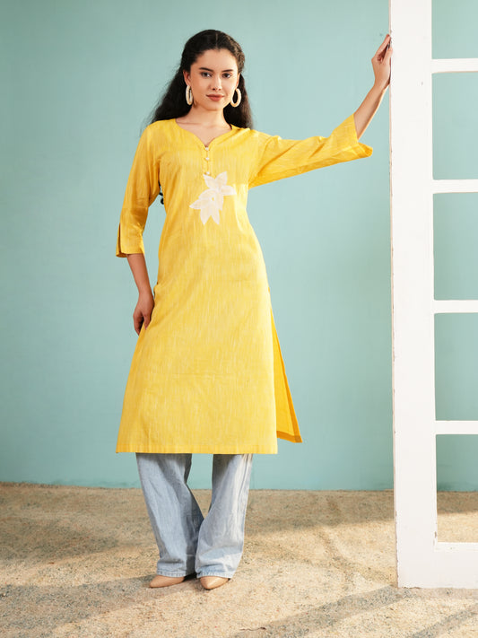 Lemon Lily: Yellow Embroidered Long Tunic