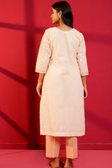 Cotton Straight Chikankari Hand - Crafted Kurta Set - Ritivesh By Ritika Aggarwal