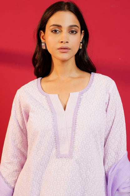 Cotton Straight Chikankari Hand - Crafted Kurta Set - Ritivesh By Ritika Aggarwal