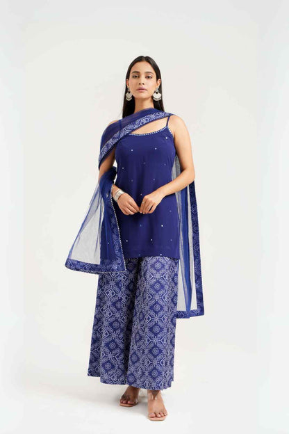 Georgette Sharara Set with Spaghetti Strap Kurta set - Ritivesh By Ritika Aggarwal